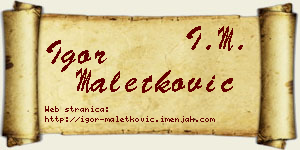 Igor Maletković vizit kartica